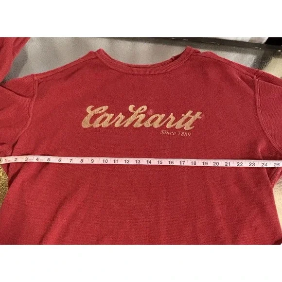 Carhartt Thermal Shirt Mens XL Relaxed Fit Distressed Paint Work Outdoors Script - Picture 3 of 7